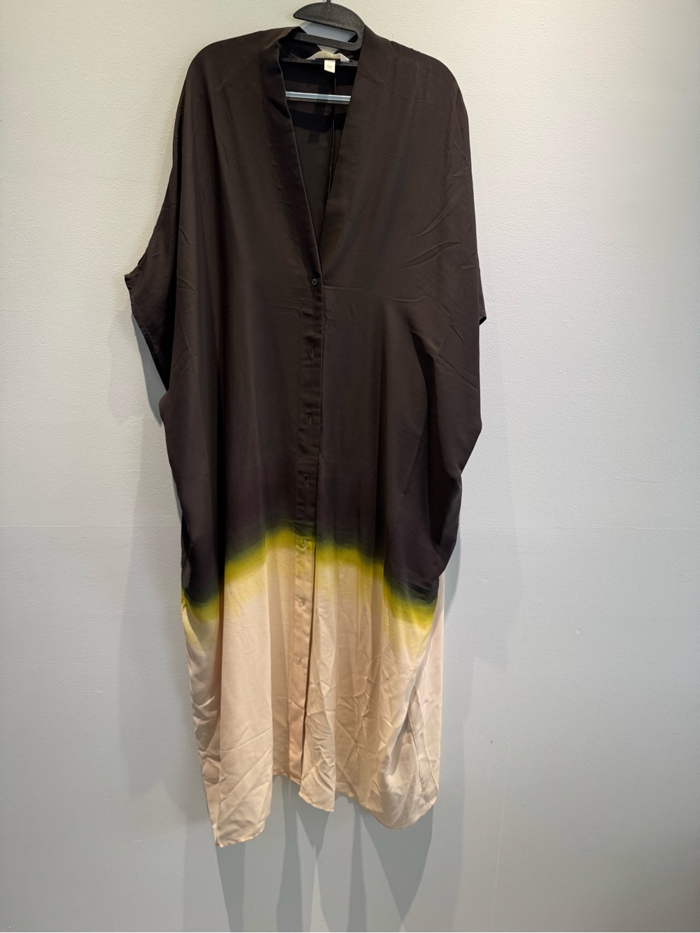 H&M Ombre Button-Down Shirt Dress in Black, Yellow & Cream
